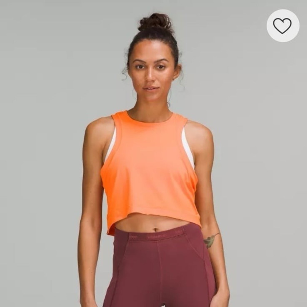 Lululemon Open Back Cropped Training Tank Top Orange Sz 6 Athletic Yoga Running